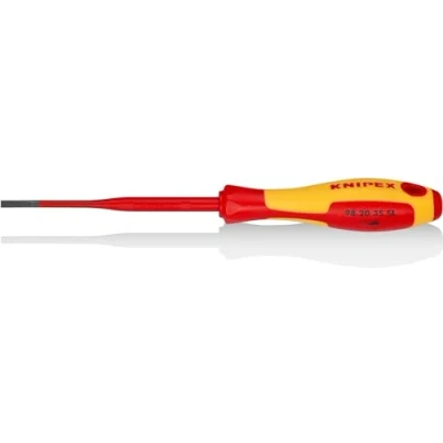 Image of Knipex Screwdriver (Slim) for slotted screws burnished, insulating multi component handle, VDE tested 202 mm 98 20 35 SL