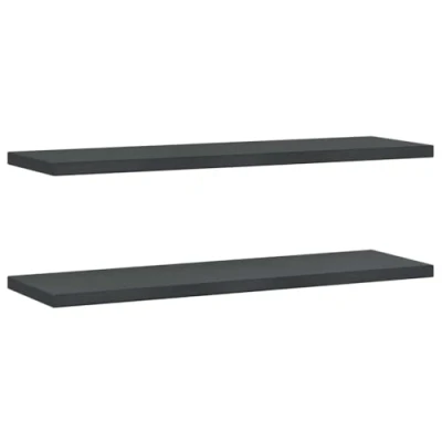 Image of vidaXL Wall Shelves Floating Shelf Storage 2 pcs Black Stainless Steel Sturdy, Space Saving, Easy to Install Ideal for Living Room, Bedroom, Study 100x30x3 cm, 50 kg Capacity