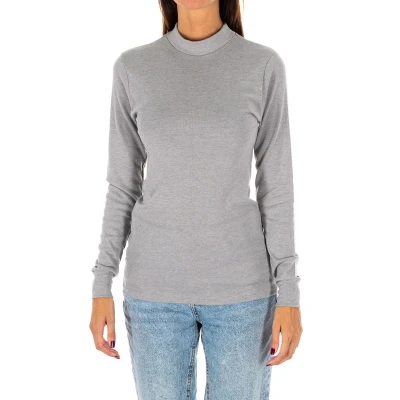 Image of Kisses&amp;Love Womens Long sleeved T shirt with half high collar 1625 M women Grey Size 2XL