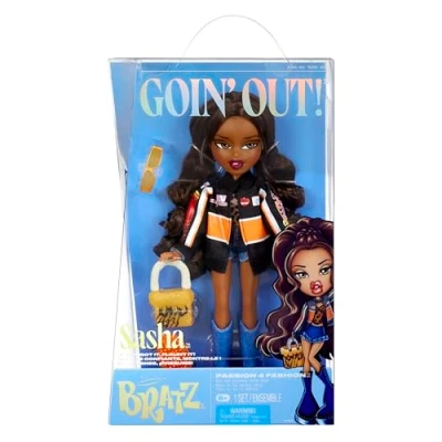 Image of Bratz Goin&#039; Out! Doll Sasha 1 Collectible Fashion With Accessories, Comes an Outfit, a Purse, Pair of Sunglasses, and Brush Kids Toy Great for Ages 6 Older