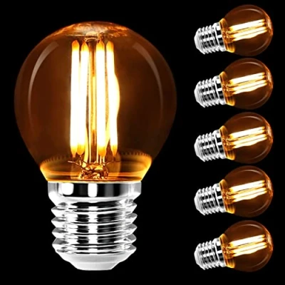 Image of E27 Screw Bulb, Aigostar Vintage Light Bulbs, 4W LED Filament Bulb 400LM, 2200K Small Globe 35W Equivalent, Energy Saving GLS Warm White 5 Pack