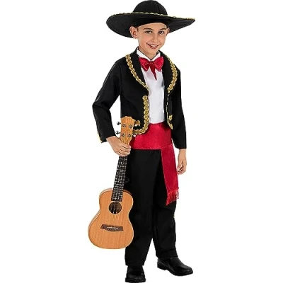 Image of Funidelia Mariachi Costume for boy Sugar skull, Day of the Dead, Horror kids accessory fancy dress &amp; props Halloween, carnival parties Size 3 4 years Brown