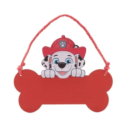Image of Widdop Paw Patrol Marshall Wooden Hanging Plaque Bedroom Door Sign Kids Children Gift Red