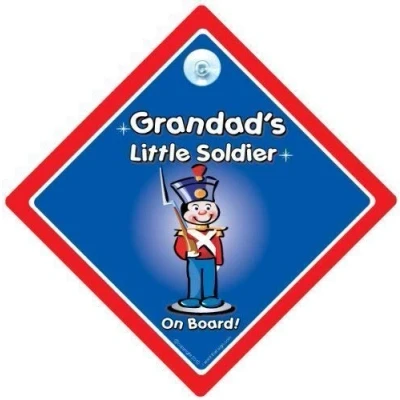 Image of Grandad&#039;s Little Soldier Car Sign, Bumper Sticker, Baby on Board, Driving Automobile Vehicle Board Grandad Sign,, Sign