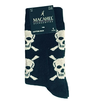 Image of Cotton Rich Large Skull Design Unisex Ankle Socks (Ladies)