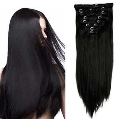 Image of S noilite® 17 26 Inches(43 66cm) 8pcs Long Full Head Clip in Hair Extensions Extension Sexy Lady Fashion Halloween Choice 60 Colours (26 Inches Straight, Dark Black)