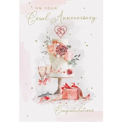 Image of ICG On Your Coral Anniversary Card 35th Wedding Floral Heart