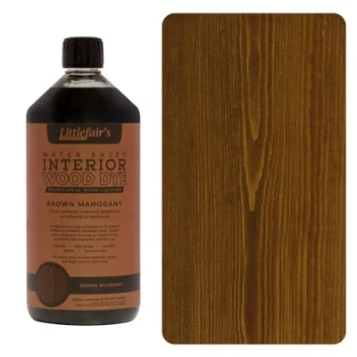 Image of Littlefair&#039;s Wood Stain Water Based 1 LTR Indoor Furniture Light &amp; Dark Finishes Special Non Toxic Eco Friendly Formula for Crafts Colour: Brown Mahogany
