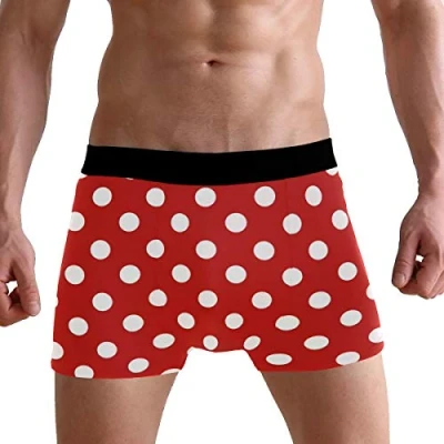 Image of PUXUQU Mens Boxers Shorts Polka Dot Red Pattern Boxer Briefs Underwear for Men Boy