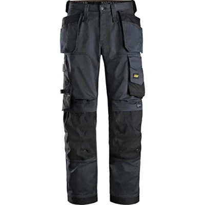 Image of Snickers AllroundWork Stretch Loose Fit Trousers with Holster Pockets Steel Grey 32&#039; L 30&#039; W