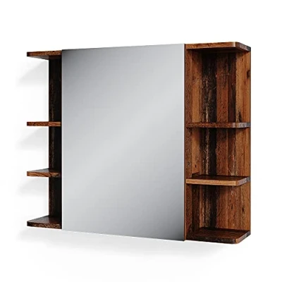 Image of Vicco Bathroom mirror cabinet Fynn, Antique wood, 80 x 64 cm