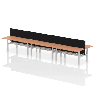 Image of Air B2B 1800x800mm Adjustable 6P Bench Desk CP Beech/Silver + Screen