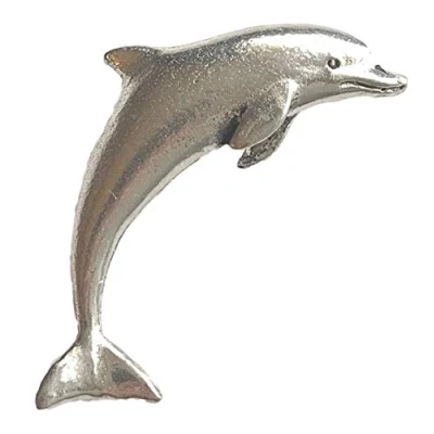 Image of Gift Box Pewter Pin Dolphin Badge or Brooch for Scarf, Tie, Hat, Coat Bag