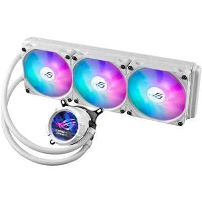 Image of Asus ROG STRIX LC III 360 ARGB LCD Liquid CPU Cooler, 360mm, 7th Gen v2 Asetek Pump, Fans, Customisable Display, Rotatable Water Block, White