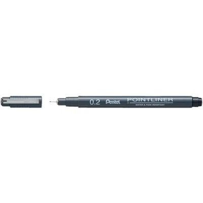 Image of Pentel Pointliner S20P 2A Fineliner Black Waterproof and Non Fastening 0.2 mm