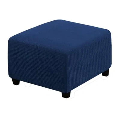 Image of XGANGM Small Ottoman Slipcover Square Stretch Footstool Sofa Cover Pouffe Furniture Protector Covers for Storage,sapphire