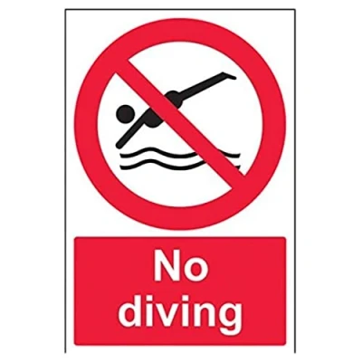 Image of VSafety No Diving Prohibition Sign Portrait 200mm x 300mm Self Adhesive Vinyl