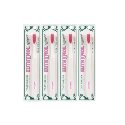 Image of Euthymol Whitening Toothbrush (White), Compact Small Full Head, High Strength Micro Soft bristles, Deep Cleaning, Sensitive Gums Teeth, Daily Oral Enamel Dental Care 4 Packs