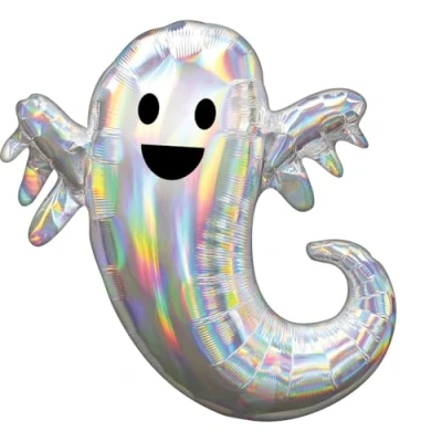 Image of Amscan Anagram 3998601 Halloween Iridescent Ghost SuperShape Foil Balloon 28&quot;