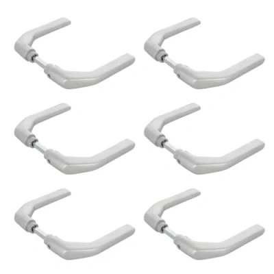Image of Amig Set of 6 Silver Aluminium Door Handle Without Sign Ideal for Interior and Exterior Doors 130 x 61 mm Maximum Thickness 65 with Functional Modern