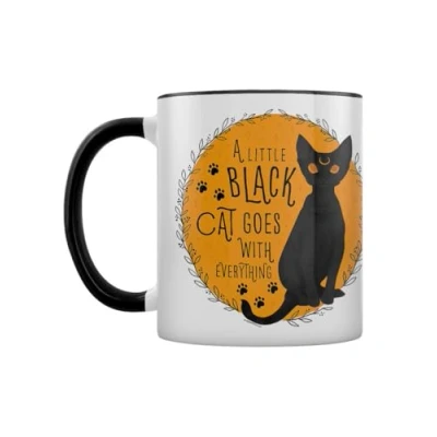 Image of Grindstore A Little Black Cat Goes with Everything Inner 2 Tone Tea and Coffee Mug White