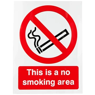 Image of This Is A No Smoking Area Sign 150mm x 200mm Self Adhesive