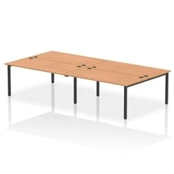 Image of Impulse Bench B2B 4 Person 1600 Black Frame Office Desk Oak