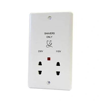 Image of Dual Voltage 115 230V Shaver Socket White