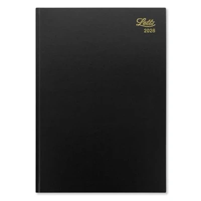 Image of Letts of London Standard A4 day to a page 2026 diary Black 26 T11ZBK