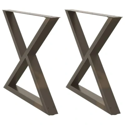 Image of vidaXL dining table legs pair natural steel, powder coated adjustable levelers 90x(72 73.3) cm for custom desks/dining tables