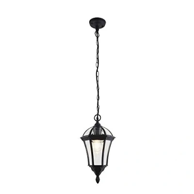 Image of Betta Lighting 1 Light Outdoor IP44 Pendant Light, Textured Black &amp; Clear Glass Finish