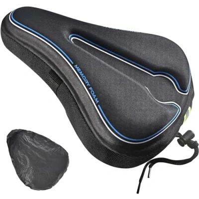 Image of Trkimal Gel Bike Seat Cushion, Foam Memory Extra Soft Bicycle Cover, Anti Slip Saddle Cushion for Mountain Road and Outdoor Cycling