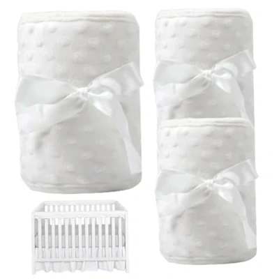 Image of 3PCS Crib Rail Cover 128x18 Cm/68x18 Cm Cot Teething Protectors Safe Guard Wrap for Standard White Baby Bed
