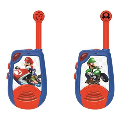 Image of Lexibook, Mario Kart, Digital Walkie Talkies for Children, 2 km Transmission Range, Morse Light Function, Belt Clip Transport, Battery operated, Blue/Red, TW25NI