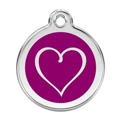 Image of RedDingo enamel pet id tag, medium, &quot;Cartoon Heart&quot;, Purple