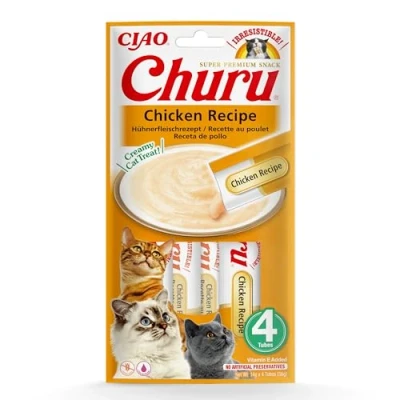 Image of Ciao Churu Sticks by INABA Cat Treat Chicken Flavour (4 x 14g) / Soft &amp; Creamy Treat, Delicious Healthy Snack, Likable Stick, Hand Feeding, Natural, Grain Free, High in Moisture