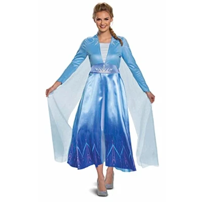Image of Disney Official Frozen 2 Travelling Elsa Classic Costume Adult, Princess Dress Up Adult Medium