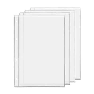 Image of 4 Pack A4 Holes Binder Pockets Plastic Folders Waterproof Holder for Receipt Ticket (Pocket, A4)