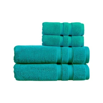 Image of Christy Chroma Bath Sheet Set of 4 2 Hand Towels Sheets Highly Absorbent Heavyweight 675GSM Bold and Bright Soft Smooth Shower 100% Cotton Vivid Teal
