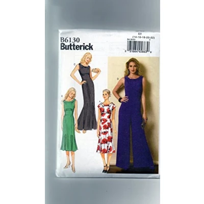 Image of Butterick Patterns 6130, Misses Dress and Jumpsuit,Sizes, Multi Colour, E5 (14 16 18 20 22)