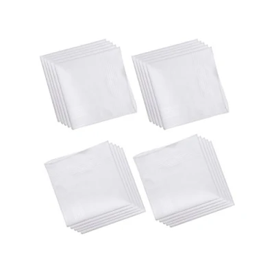 Image of 100% Cotton Men&#039;s Handkerchief White with Stich 20 Pieces(Size: 16x16inches/20 Pieces)