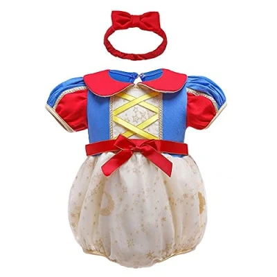 Image of Lito Angels Baby Girls Princess Fancy Dress Up Costume Infant Bodysuit Romper with Bow Headband Age 6 9 Months, Yellow 335 (Tag Number 60)
