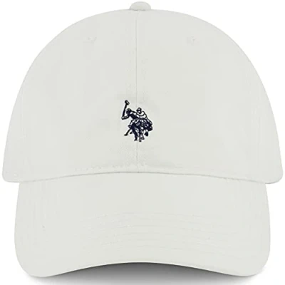 Image of U.S. Polo Assn. Pony Logo Baseball Hat, 100% Cotton, Adjustable Cap, White