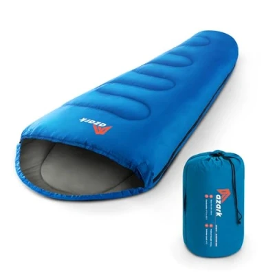 Image of azark Premium Sleeping Bag, 350GSM, Lightweight and Waterproof, 4 Seasons of Camping, Hiking Outdoors, bag for Adults &amp; Kids (Blue)