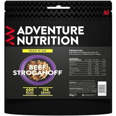 Image of Adventure Nutrition Pack &amp; Go 600 Kcal Freeze Dried Beef Stroganoff Camping, Ready Meals, Survival Kits, Emergency Food, Hiking