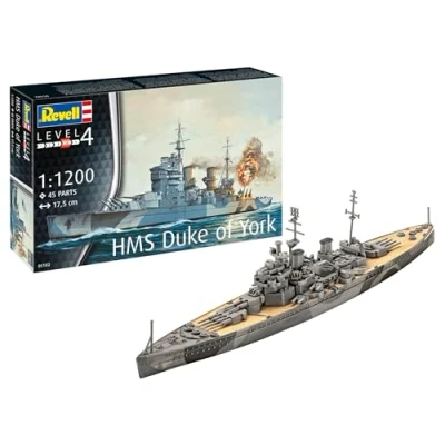 Image of Revell 05182 Battleship HMS Duke of York 1:1200 Scale Unbuilt/Unpainted Plastic Model Kit Army Vehicle, Molded Color, Mittel
