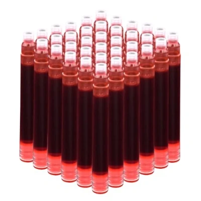Image of Jinhao Fountain Pen Ink Cartridges, Set of 50 Refill Cartridges International Standard Size, 2.6 mm Bore Diameter (Red)