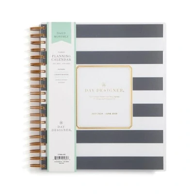 Image of Blue Sky Day Designer for 2024 2025 Academic Year Daily and Monthly Planner, 8&#039; x 10&#039;, Frosted Cover, Wirebound, Black Stripe (137885 A25)
