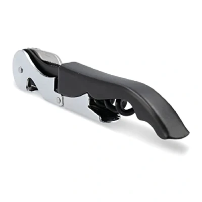 Image of TM ELECTRON hocu007 Waiter&#039;s Corkscrew with Double Hinge, Blade, Bottle Opener and tirabuzón, Black