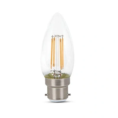 Image of V TAC 4W (40W Equivalent) Energy Saving Candle Shape Filament Vintage Style LED Bulb with Samsung 5 Years Warranty 3000K Warm White B22 BS (Bayonet Screw)
